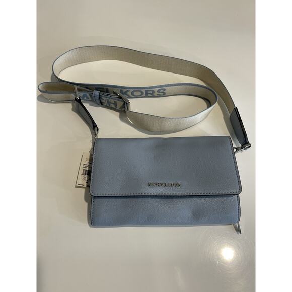Michael Kors Jet Set Crossbody Wallet Bag – Sky Blue – NWT – Leather - Picture 2 of 11